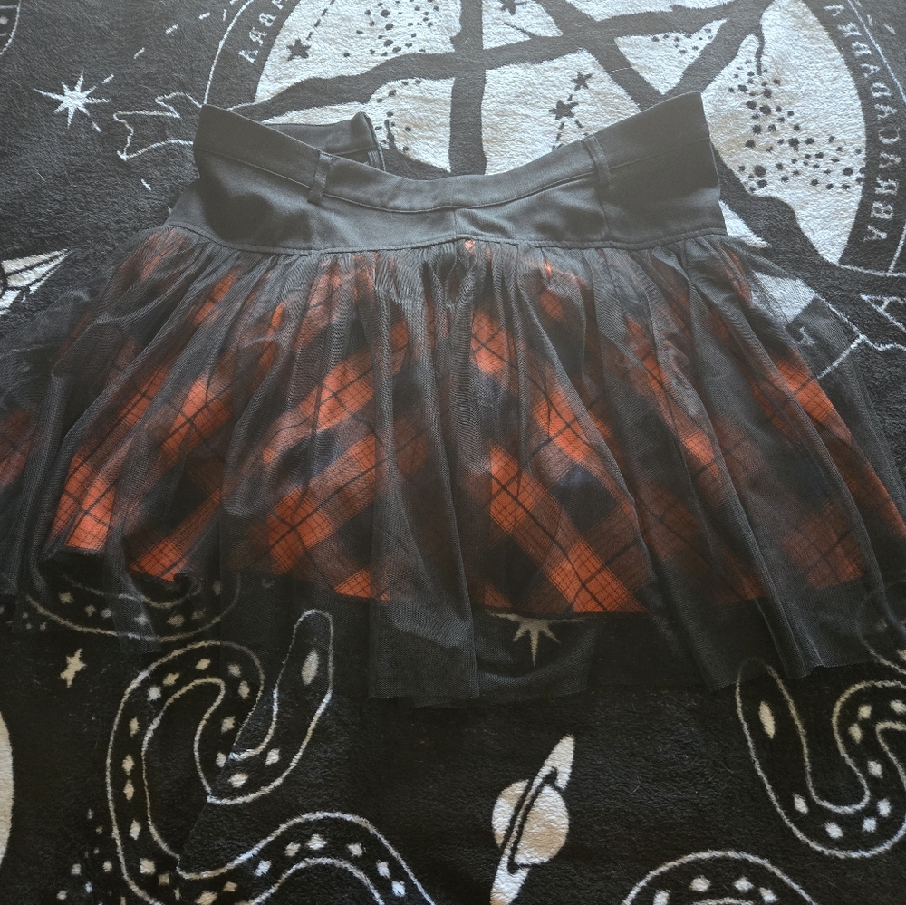 Punk Rave- Liliana Vermillion Orange Tartan Gothic Mini Skirt